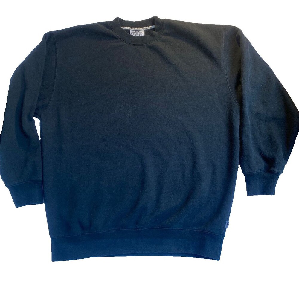 Pro Club Men’s Heavyweight Black Crew Neck Sweatshirt, Cotton Pull Over -Size XL
